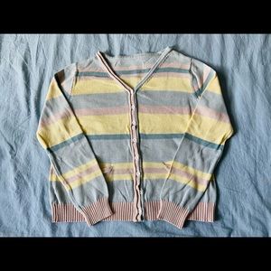 handmade knit cardigan - desaturated bright colors